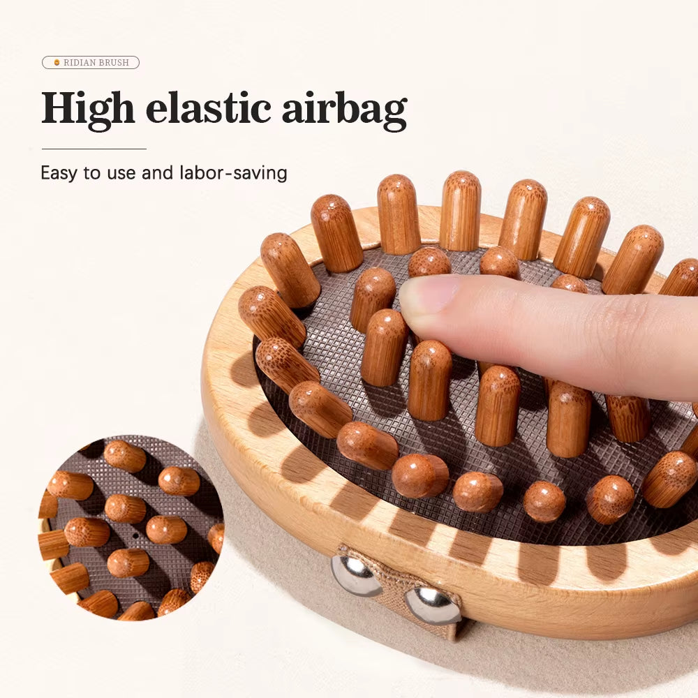 Body anti Cellulite Cushion Meridian Brush Multi-Functional Wooden Spa Air Cushion Massage Hair Comb Scalp Body Massage Brush