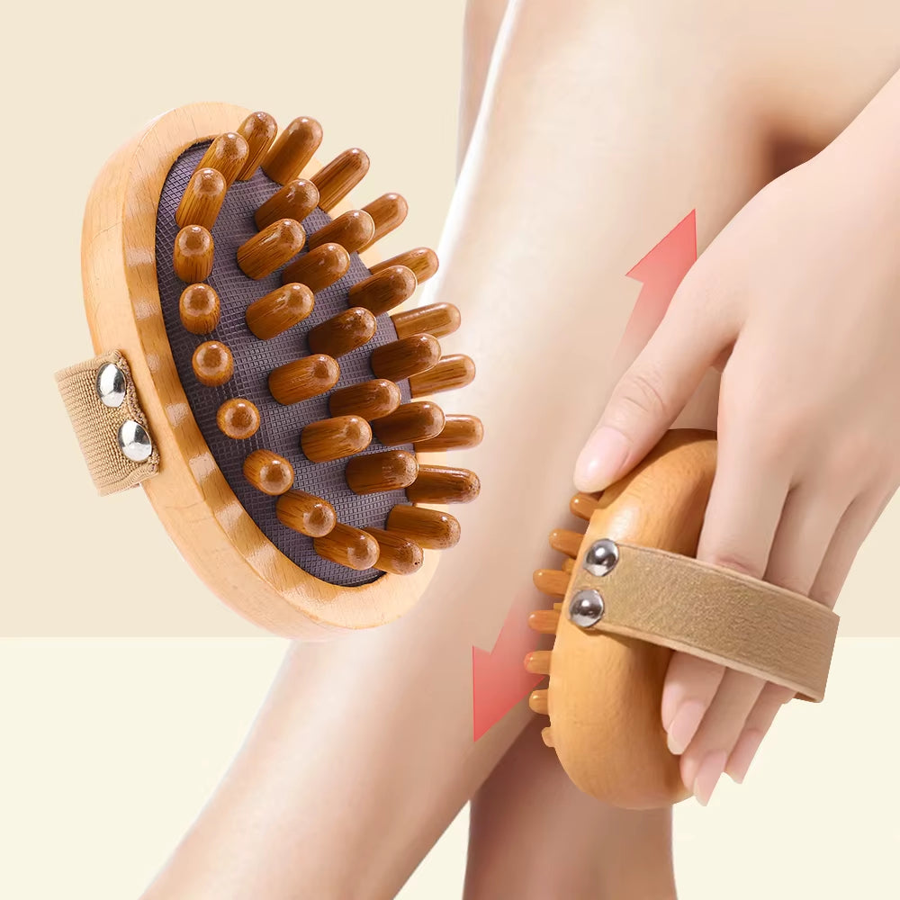 Body anti Cellulite Cushion Meridian Brush Multi-Functional Wooden Spa Air Cushion Massage Hair Comb Scalp Body Massage Brush
