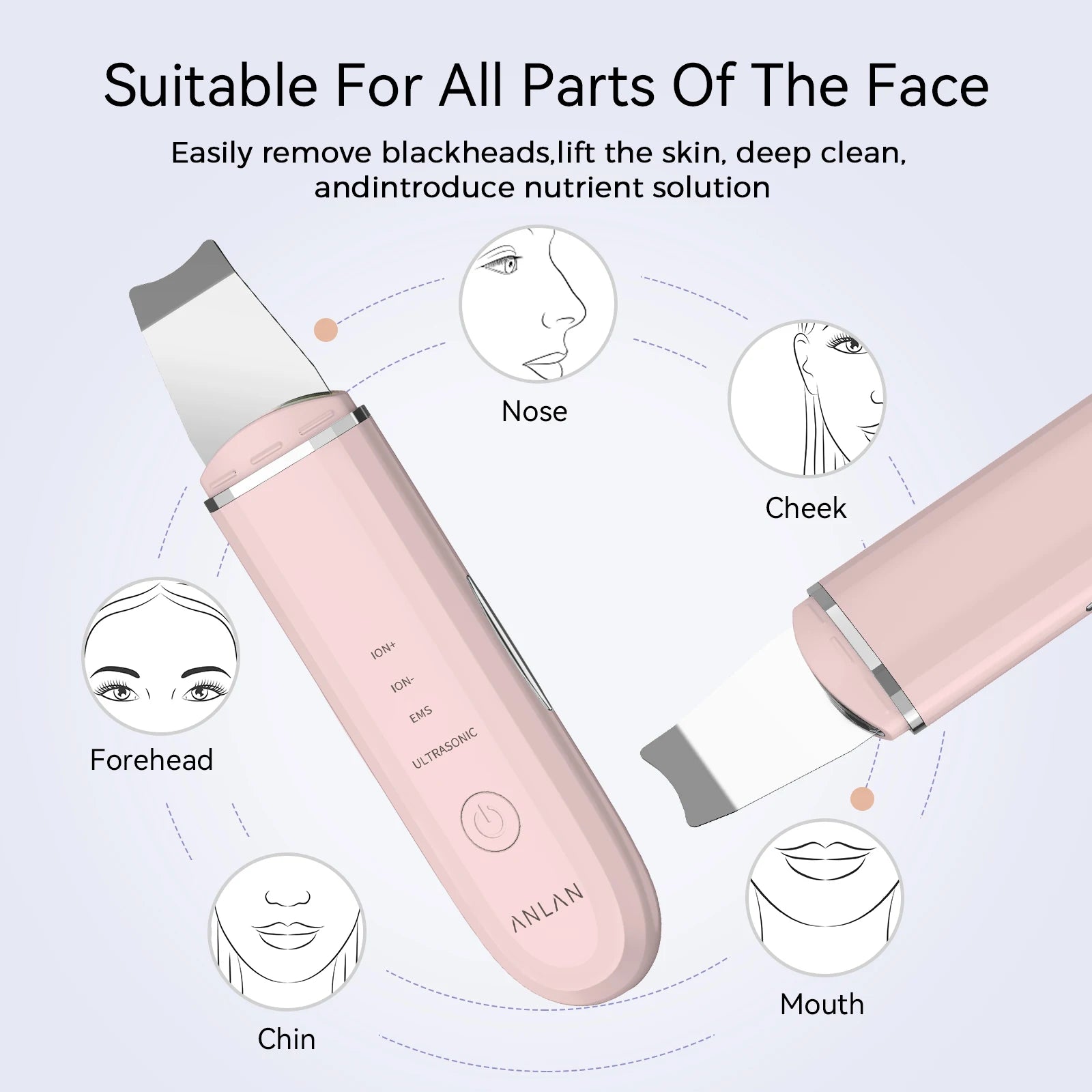 Ultrasonic Skin Scrubber Deep Cleaning Peeling Shovel Limpiador Facial Skin Care Face Lifting Machine Ultrasonic Cleaner