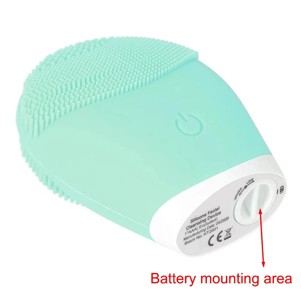 Silicone Facial Cleansing Brush - Electric Vibration Massager for Deep Pore Cleaning & Skincare