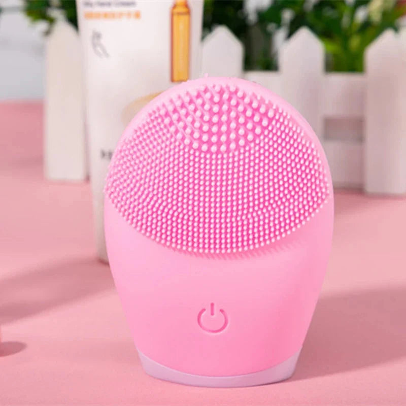 Silicone Facial Cleansing Brush - Electric Vibration Massager for Deep Pore Cleaning & Skincare
