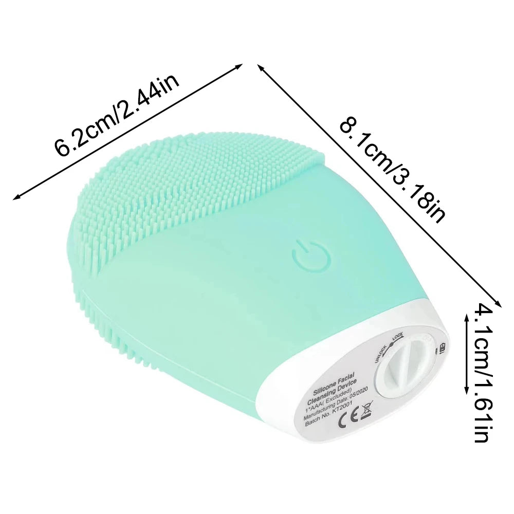 Silicone Facial Cleansing Brush - Electric Vibration Massager for Deep Pore Cleaning & Skincare