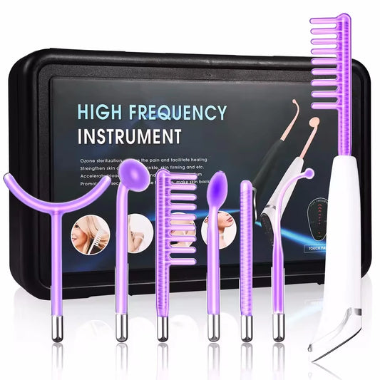 6 in 1 Touch Panel High Frequency Facial Machine for Hair Face Electrotherapy Wand Argon Treatment Acne Skin Care