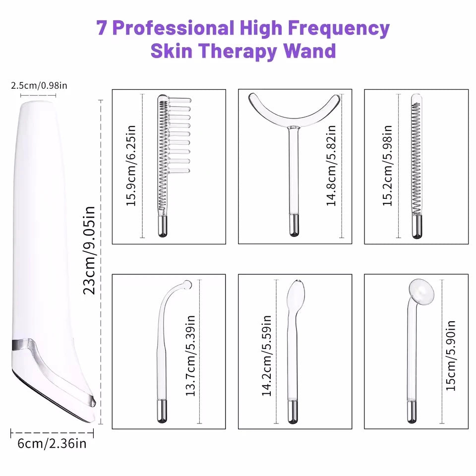 6 in 1 Touch Panel High Frequency Facial Machine for Hair Face Electrotherapy Wand Argon Treatment Acne Skin Care