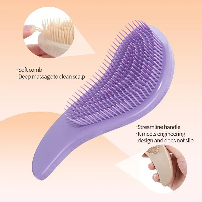 1Pcs Detangling Magic Hairbrush Gentle Scalp Massage Comb Soft Anti-Static Grooming Smooth Hair Brush Salon Hair Styling Tools
