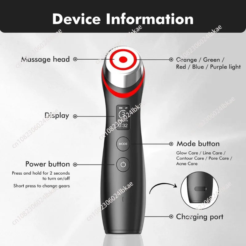 Age Boosters Pro R 6 In1 Handheld Facials RF EMS Machine Personals Care Face Massage Electric LED Beauty Device